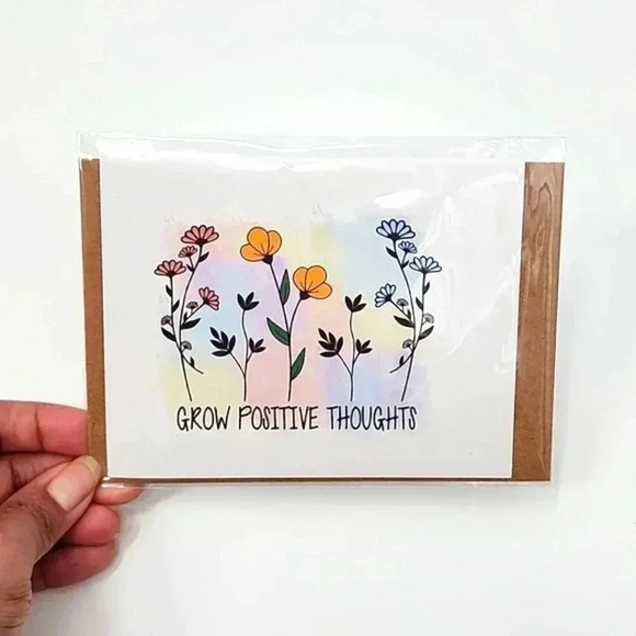 Grow Positive Thoughts Handmade Blank Greeting Card 4X6 - Picture 1 of 1